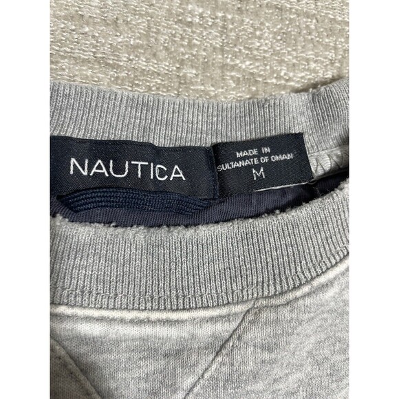 Nautica Sweater Men's Medium Gray Long Sleeve Pullover Cotton - Picture 5 of 10